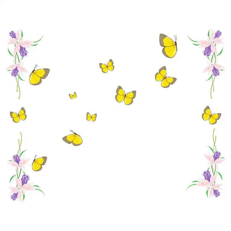 استیکر دیواری طرح گل و پروانه کد 2