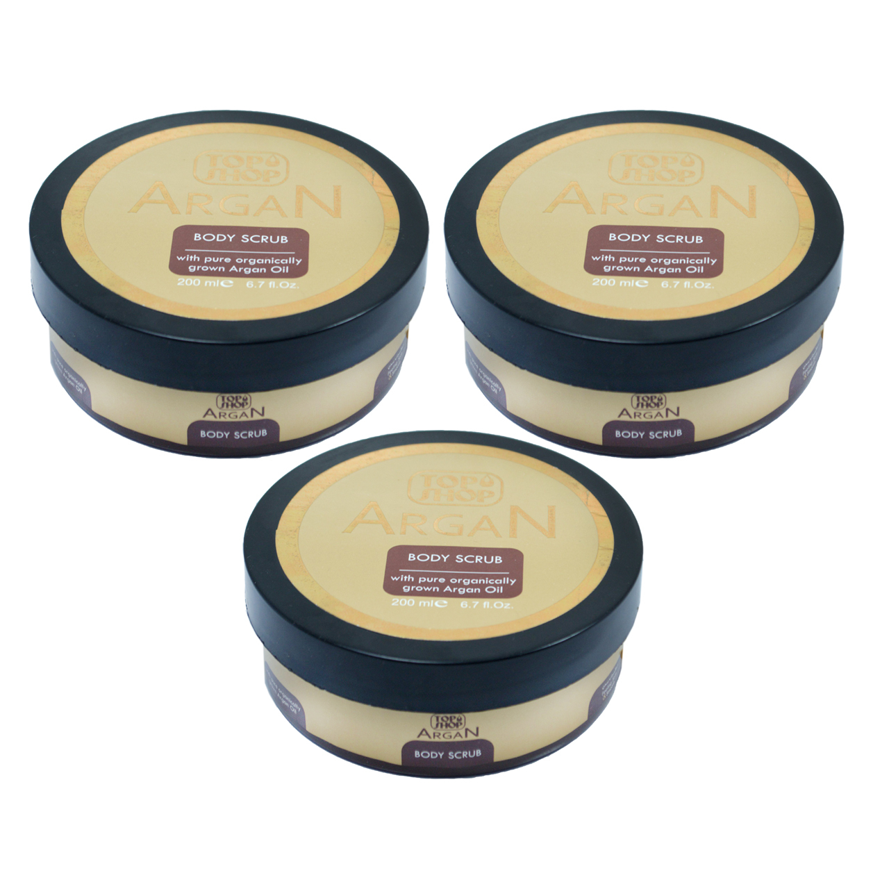 اسکراب لایه بردار پوست تاپ شاپ مدل Argan Oil حجم 200 میلی لیتر مجموعه 3 عددی