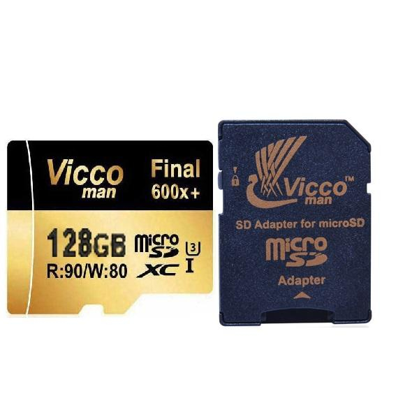 کارت حافظه microSDHC ویکو من مدل Final 600x کلاس 10 استاندارد UHS-I U3 سرعت 90MBps ظرفیت 128 گیگابایت همراه با آداپتور SD
