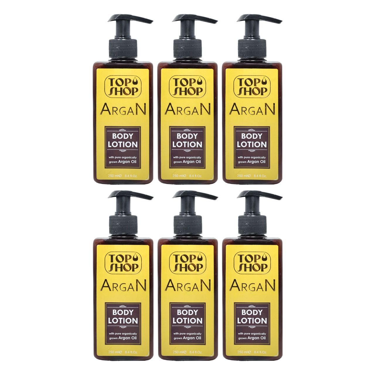 لوسیون بدن تاپ شاپ مدل Argan Oil حجم 250 میلی لیتر مجموعه 6 عددی