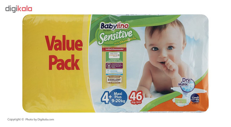 پوشک ضد حساسیت بیبی لینو مدل Value Pack سایز 4Plus بسته 46 عددی
