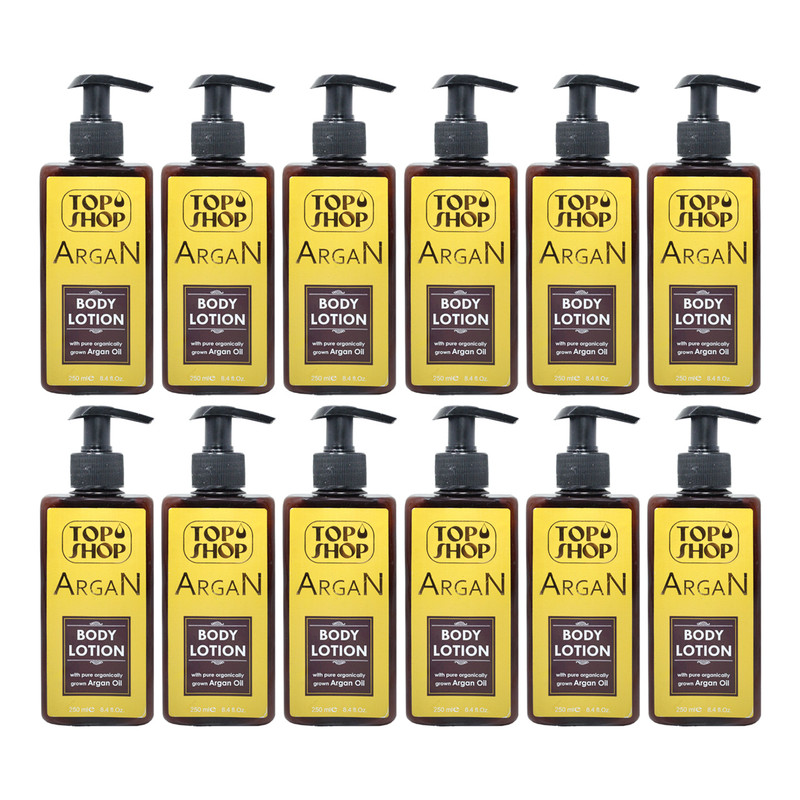 لوسیون بدن تاپ شاپ مدل Argan Oil حجم 250 میلی لیتر مجموعه 12 عددی
