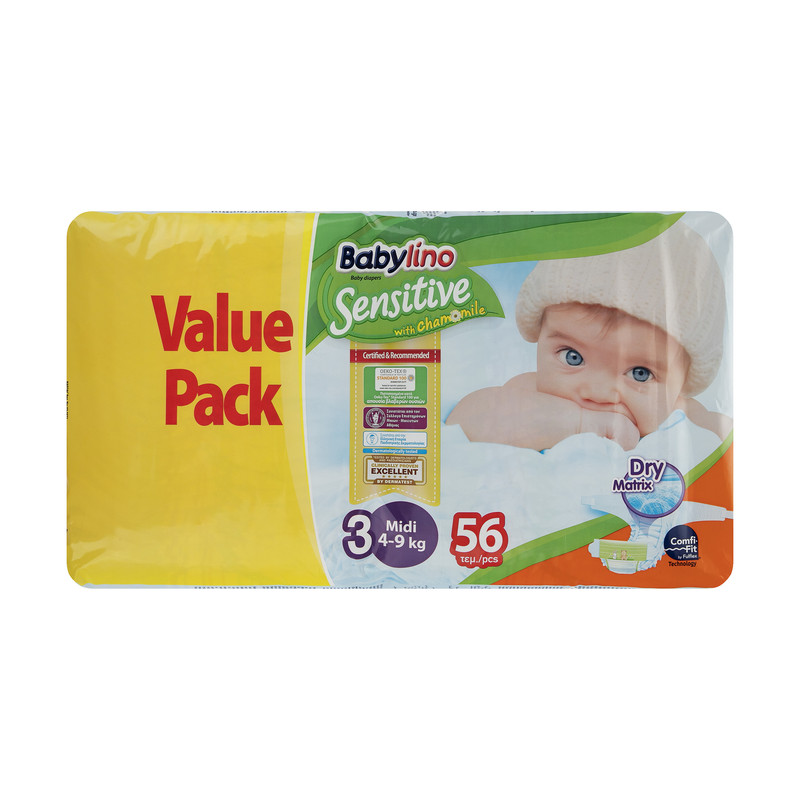 پوشک ضد حساسیت بیبی لینو مدل Value Pack سایز 3 بسته 56 عددی پوشک ضد حساسیت بیبی لینو مدل Value Pack سایز 3 بسته 56 عددی