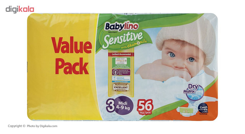 پوشک ضد حساسیت بیبی لینو مدل Value Pack سایز 3 بسته 56 عددی پوشک ضد حساسیت بیبی لینو مدل Value Pack سایز 3 بسته 56 عددی
