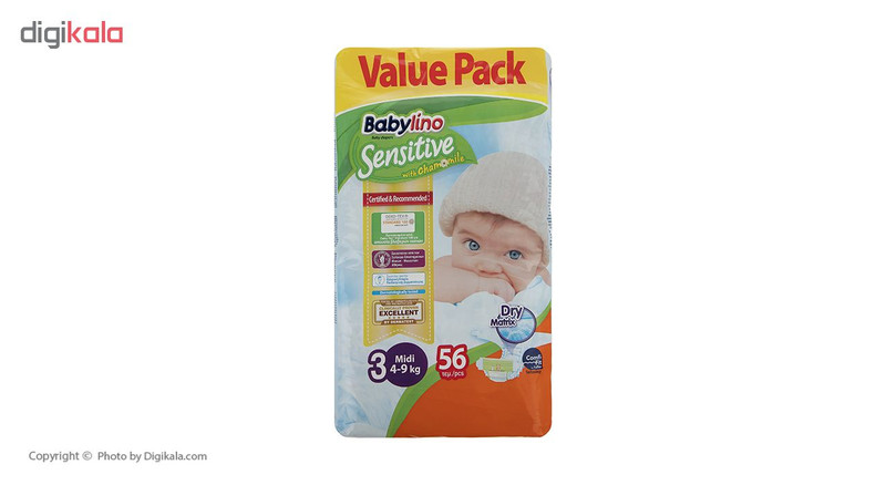 پوشک ضد حساسیت بیبی لینو مدل Value Pack سایز 3 بسته 56 عددی پوشک ضد حساسیت بیبی لینو مدل Value Pack سایز 3 بسته 56 عددی