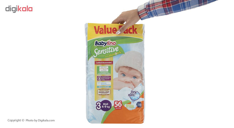 پوشک ضد حساسیت بیبی لینو مدل Value Pack سایز 3 بسته 56 عددی پوشک ضد حساسیت بیبی لینو مدل Value Pack سایز 3 بسته 56 عددی