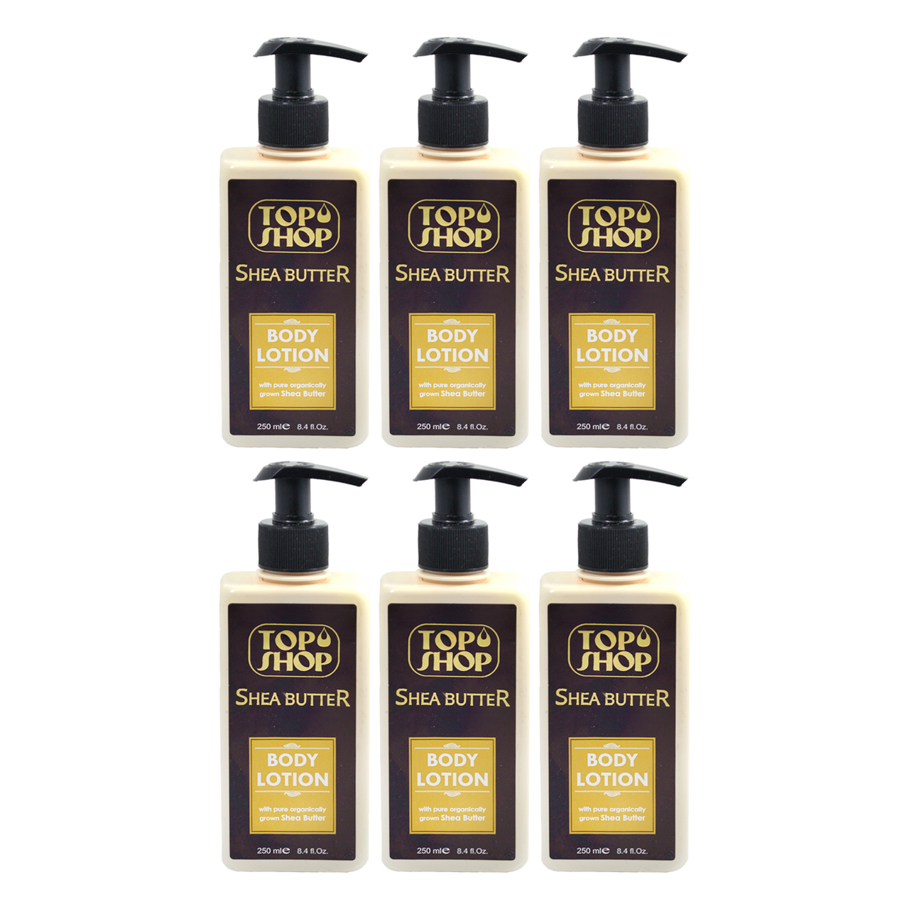 لوسیون بدن تاپ شاپ مدل Shea Butter حجم 250 میلی لیتر مجموعه 6 عددی