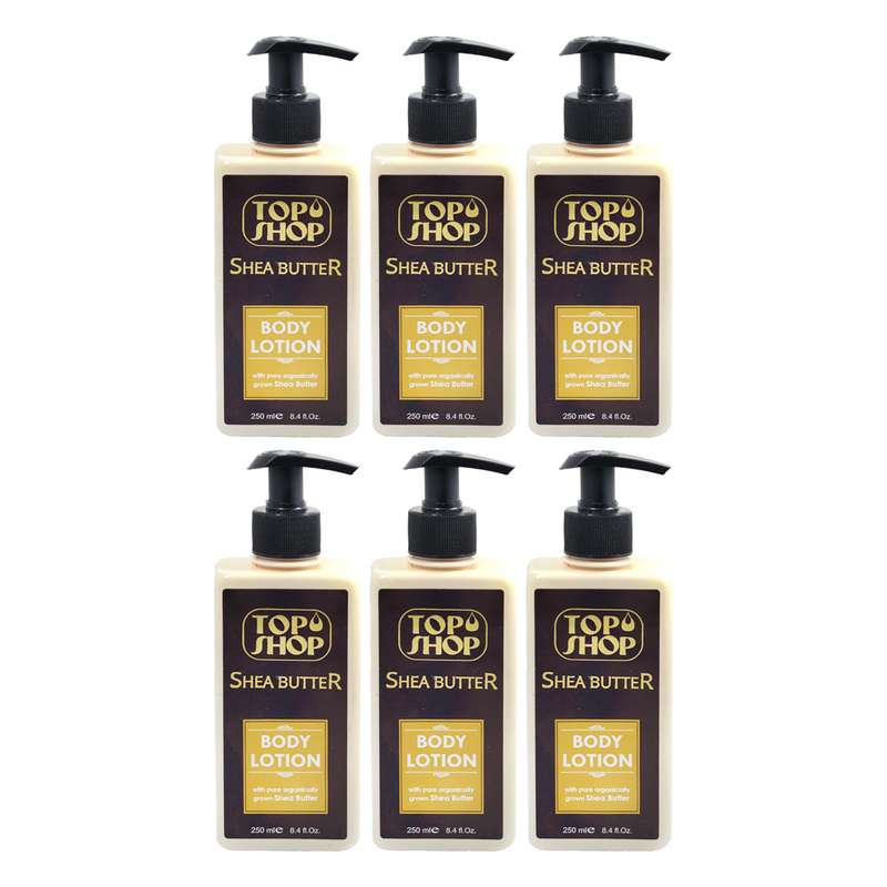 لوسیون بدن تاپ شاپ مدل Shea Butter حجم 250 میلی لیتر مجموعه 6 عددی لوسیون بدن تاپ شاپ مدل Shea Butter حجم 250 میلی لیتر مجموعه 6 عددی