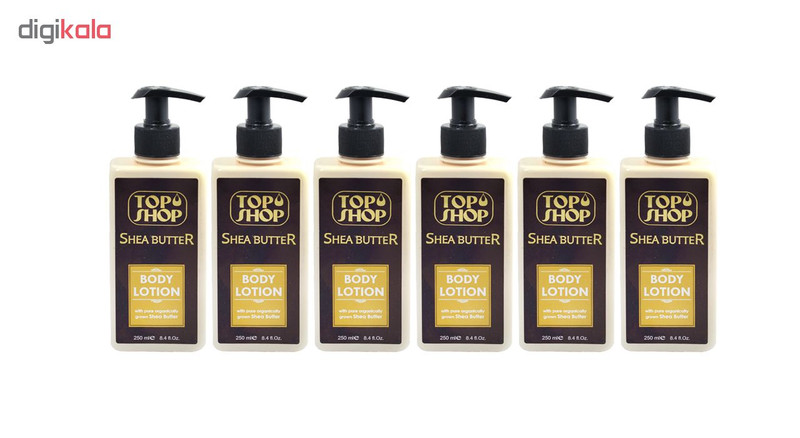 لوسیون بدن تاپ شاپ مدل Shea Butter حجم 250 میلی لیتر مجموعه 6 عددی لوسیون بدن تاپ شاپ مدل Shea Butter حجم 250 میلی لیتر مجموعه 6 عددی