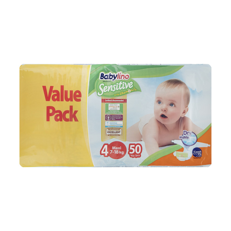 پوشک ضد حساسیت بیبی لینو سایز 4 مدل Value Pack بسته 50 عددی
