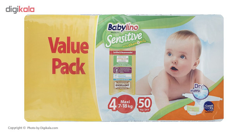 پوشک ضد حساسیت بیبی لینو سایز 4 مدل Value Pack بسته 50 عددی