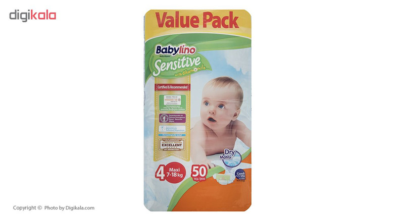 پوشک ضد حساسیت بیبی لینو سایز 4 مدل Value Pack بسته 50 عددی