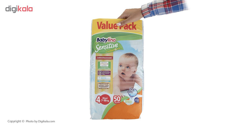 پوشک ضد حساسیت بیبی لینو سایز 4 مدل Value Pack بسته 50 عددی