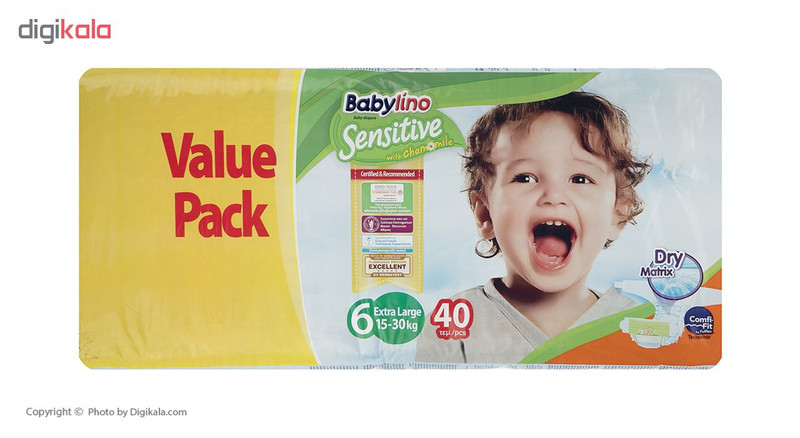 پوشک ضد حساسیت بیبی لینو مدل Value Pack سایز 6 بسته 40 عددی