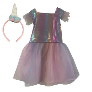 ست پیراهن و تل مو دخترانه مدل یونیکورن