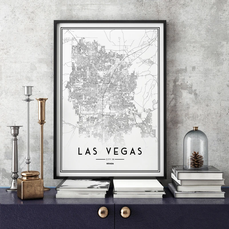 تابلو سالی وود طرح نقشه شهر لاس وگاس مدل T120114