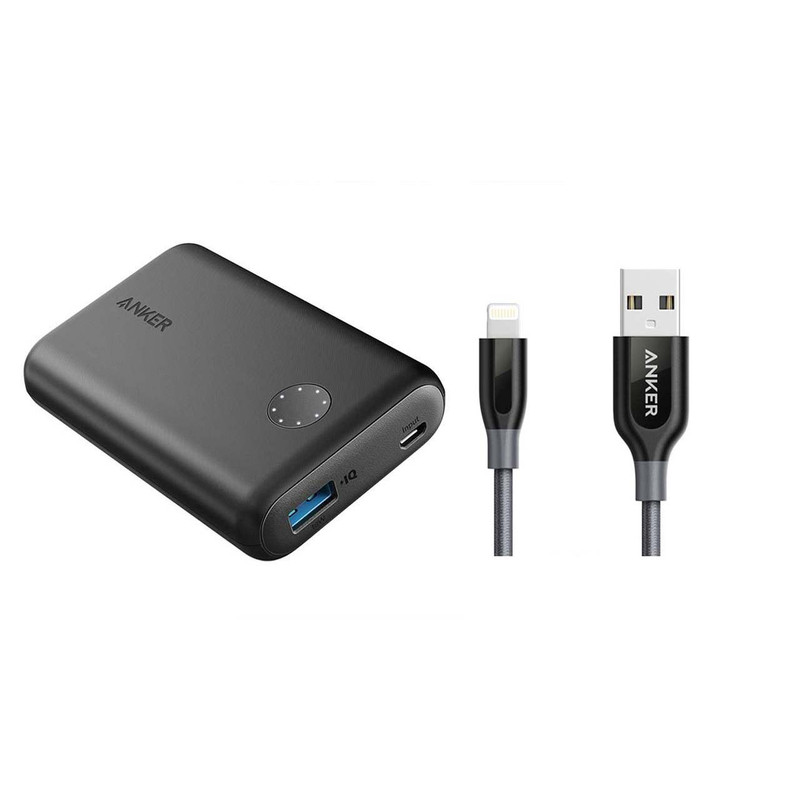 شارژر همراه انکر مدل A1230 PowerCore II ظرفیت 10000 میلی آمپر ساعت به همراه کابل تبدیل لایتنینگ