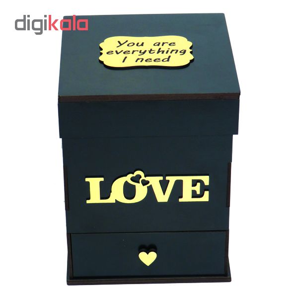 جعبه هدیه چوبی لوکس باکس طرح love کد LB200