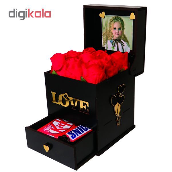 جعبه هدیه چوبی لوکس باکس طرح love کد LB200