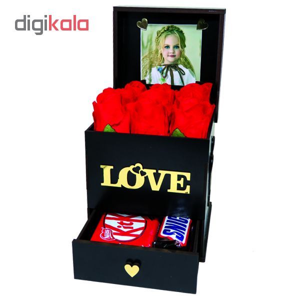 جعبه هدیه چوبی لوکس باکس طرح love کد LB200