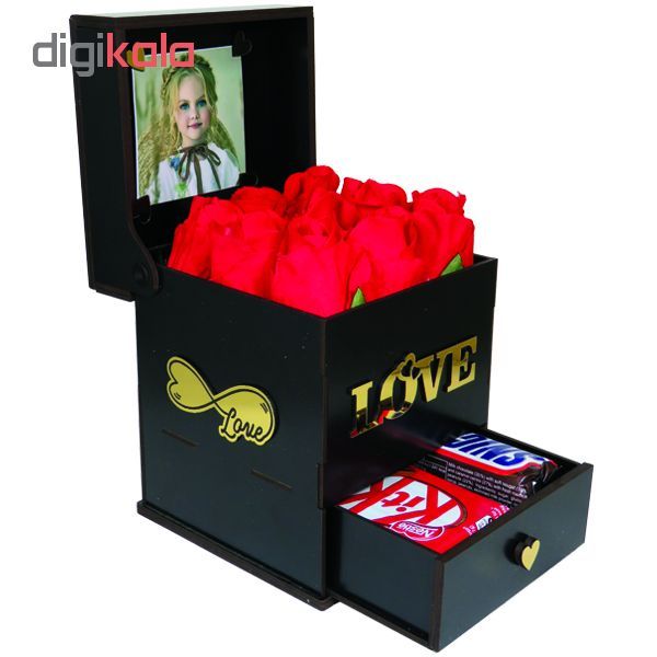 جعبه هدیه چوبی لوکس باکس طرح love کد LB200