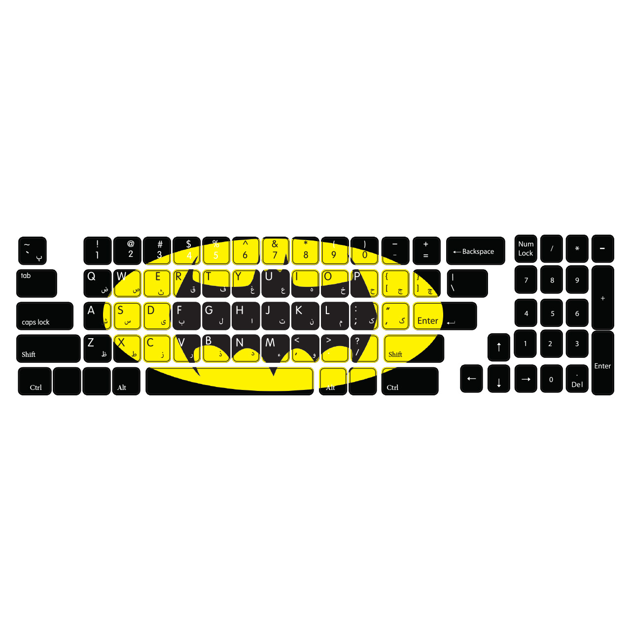 برچسب حروف فارسی کیبورد طرح بتمن کد ۱۰۳