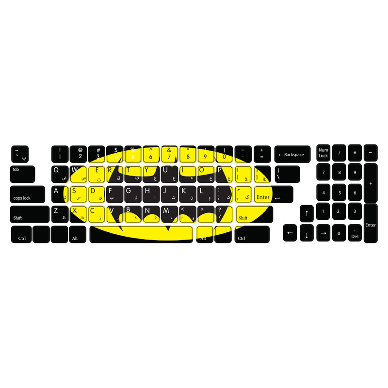 برچسب  حروف فارسی کیبورد طرح بتمن  کد ۱۰۳