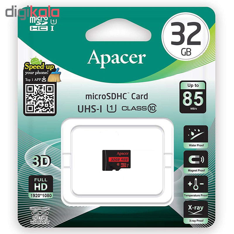 کارت حافظه microSDHC اپیسر مدل AP32G کلاس 10 استاندارد UHS-I U1 سرعت 85MBps ظرفیت 32 گیگابایت بسته 6 عددی