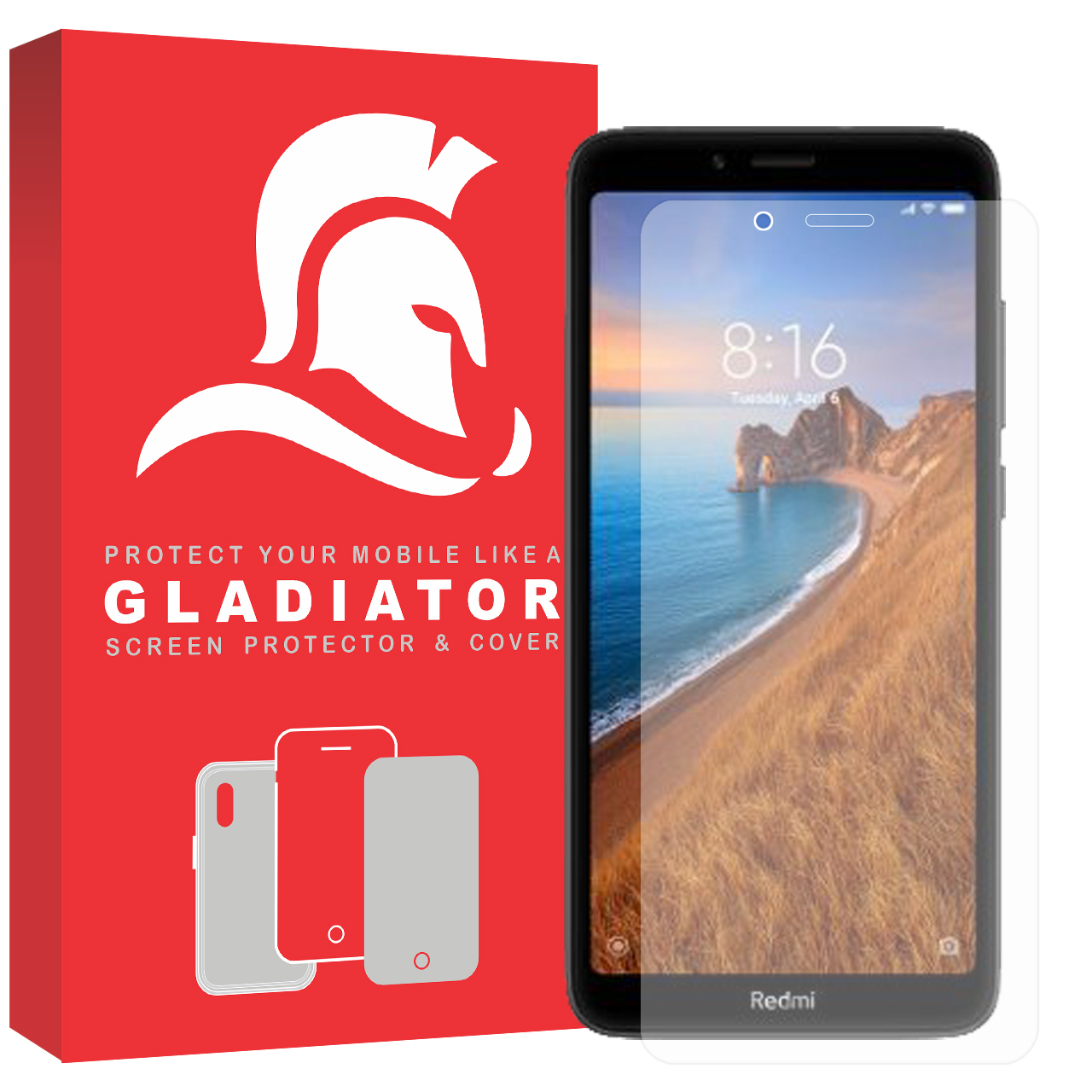 محافظ صفحه نمایش گلادیاتور مدل GLX1000 مناسب برای گوشی موبایل شیائومی Redmi 7a