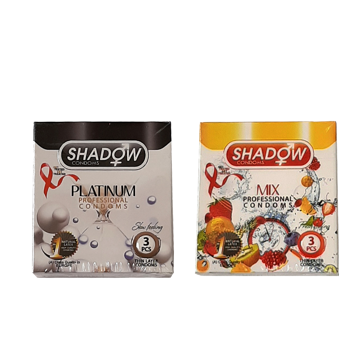 کاندوم شادو مدل platinum کد 20 بسته 3 عددی به همراه کاندوم مدل mix بسته 3 عددی
