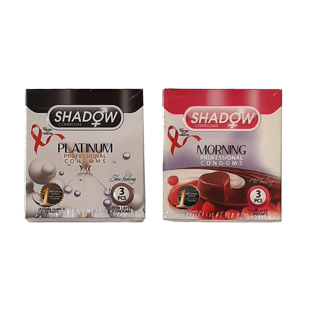 کاندوم شادو مدل platinum بسته 3 عددی به همراه کاندوم مدل morning بسته 3 عددی