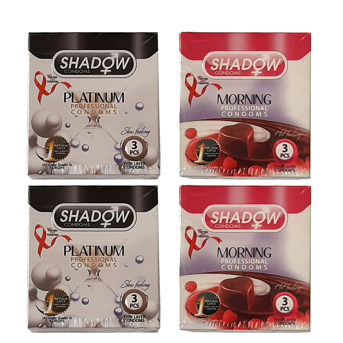 کاندوم شادو مدل platinum مجموعه 2 عددی به همراه کاندوم مدل morning مجموعه 2 عددی