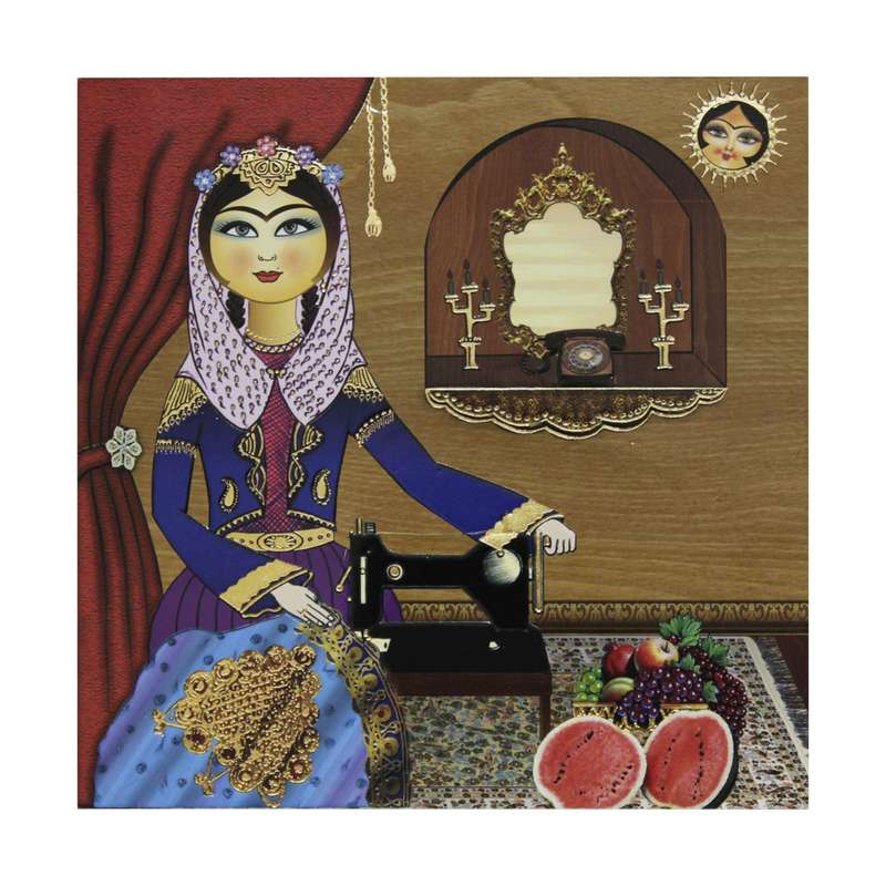 تابلو شاسی طرح خاتون و چرخ خیاطی تابلو شاسی طرح خاتون و چرخ خیاطی