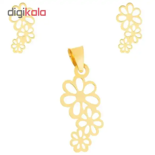 نیم ست طلا 18 عیار زنانه طرح گل کد UN008