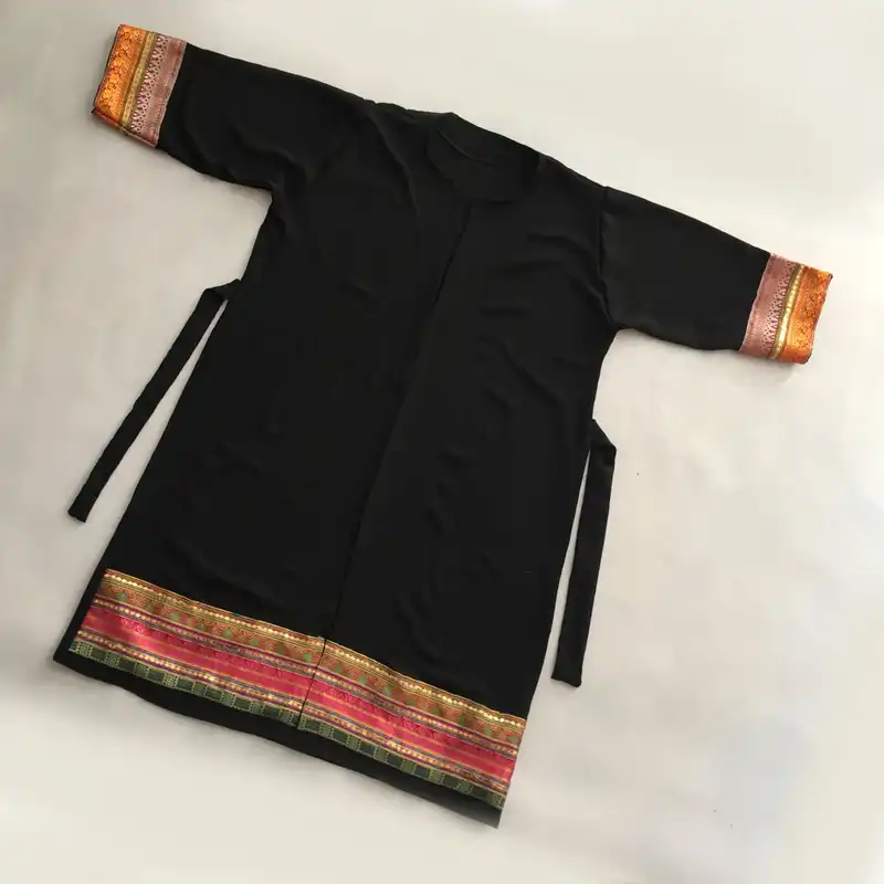 مانتو زنانه مدل نخی ابر و بادی سوزندوزی هندی کد tm-2705 رنگ مشکی