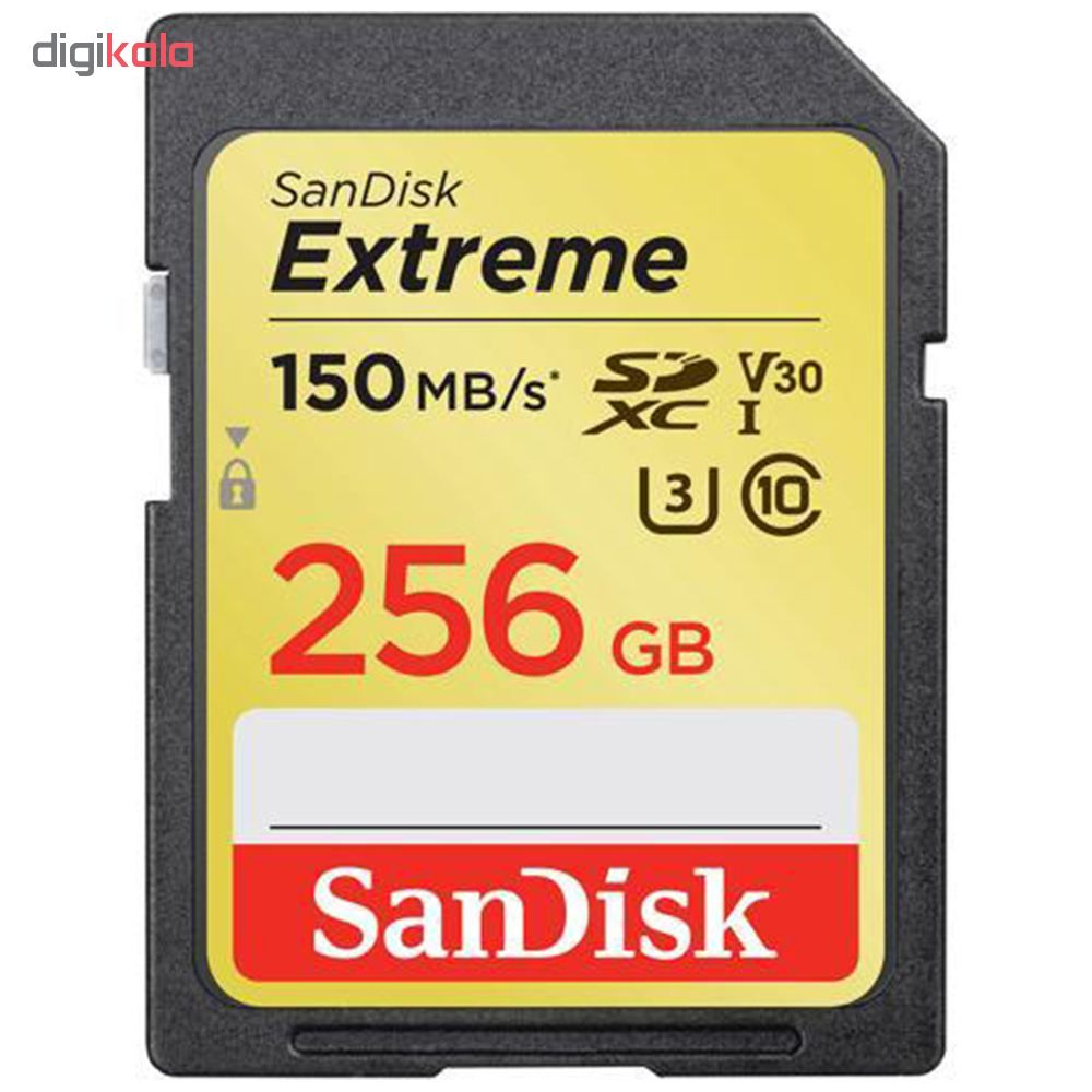  کارت حافظه SDXC سن دیسک مدل Extreme V30 کلاس 10 استاندارد UHS-I U3  سرعت 150mbps ظرفیت 256 گیگابایت