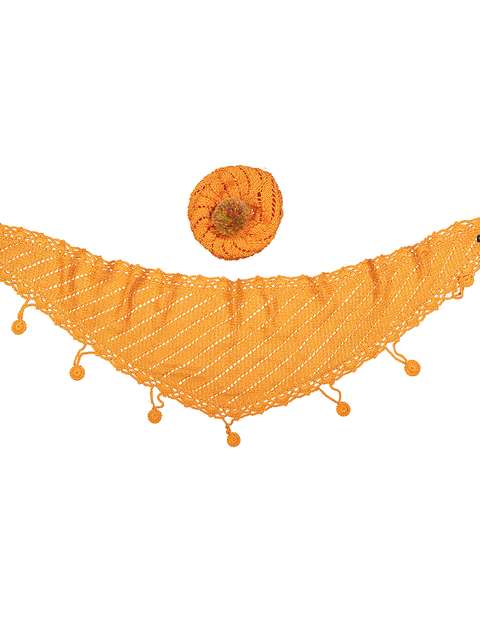 ست کلاه و شال گردن دخترانه ثمین مدل Smart رنگ نارنجی