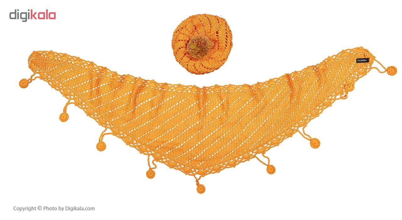 ست کلاه و شال گردن دخترانه ثمین مدل Smart رنگ نارنجی -  - 2