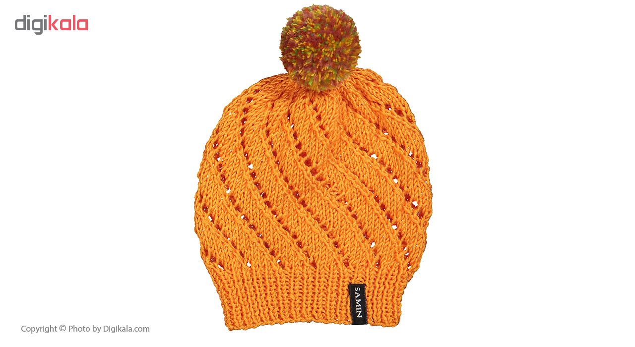 ست کلاه و شال گردن دخترانه ثمین مدل Smart رنگ نارنجی -  - 3