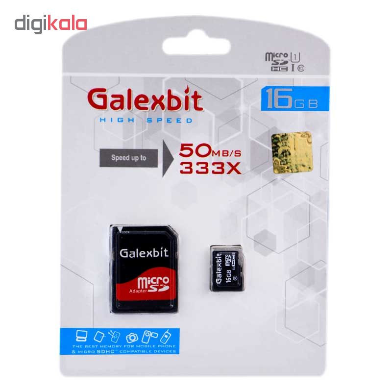 کارت حافظه microSDHC گلکسبیت مدل G16 کلاس 10 استاندارد UHS-I U1 سرعت 50MBps ظرفیت 16 گیگابایت به همراه آداپتور SD