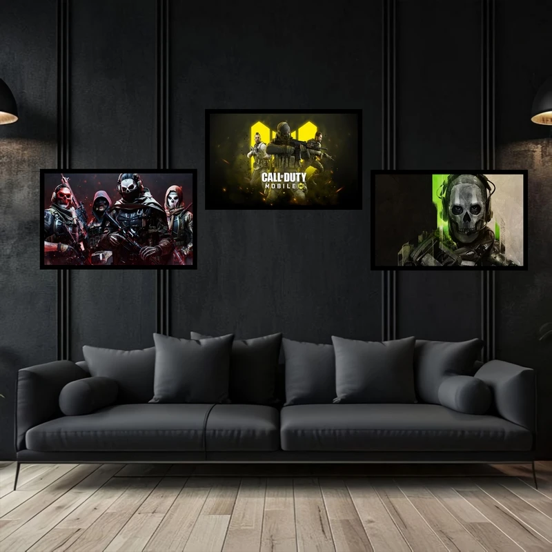 تابلو بکلیت طرح گیمینگ و گیم نت بازی اکشن کالاف مدل B-bu3765 مجموعه 3 عددی