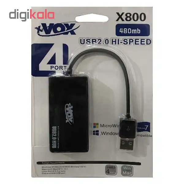 هاب 4پورت USB 2.0 ایکس ووکس مدل X802
