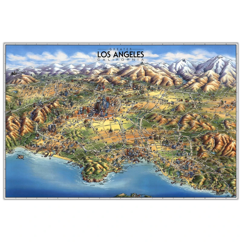 تابلو شاسی پالمیرا طرح نقشه سه بعدی لس آنجلس کد MAP164 B