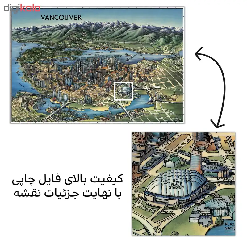 تابلو شاسی پالمیرا طرح نقشه سه بعدی ونکوور کانادا کد MAP164 H