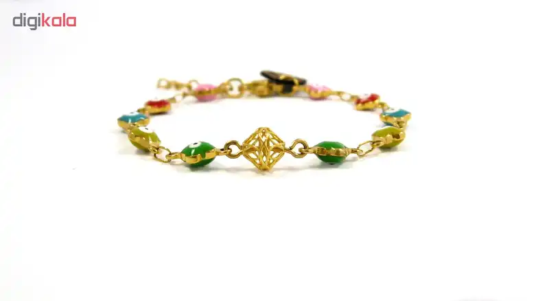دستبند طلا 18 عیار دخترانه مانچو طرح چشم نظر کد bfg159