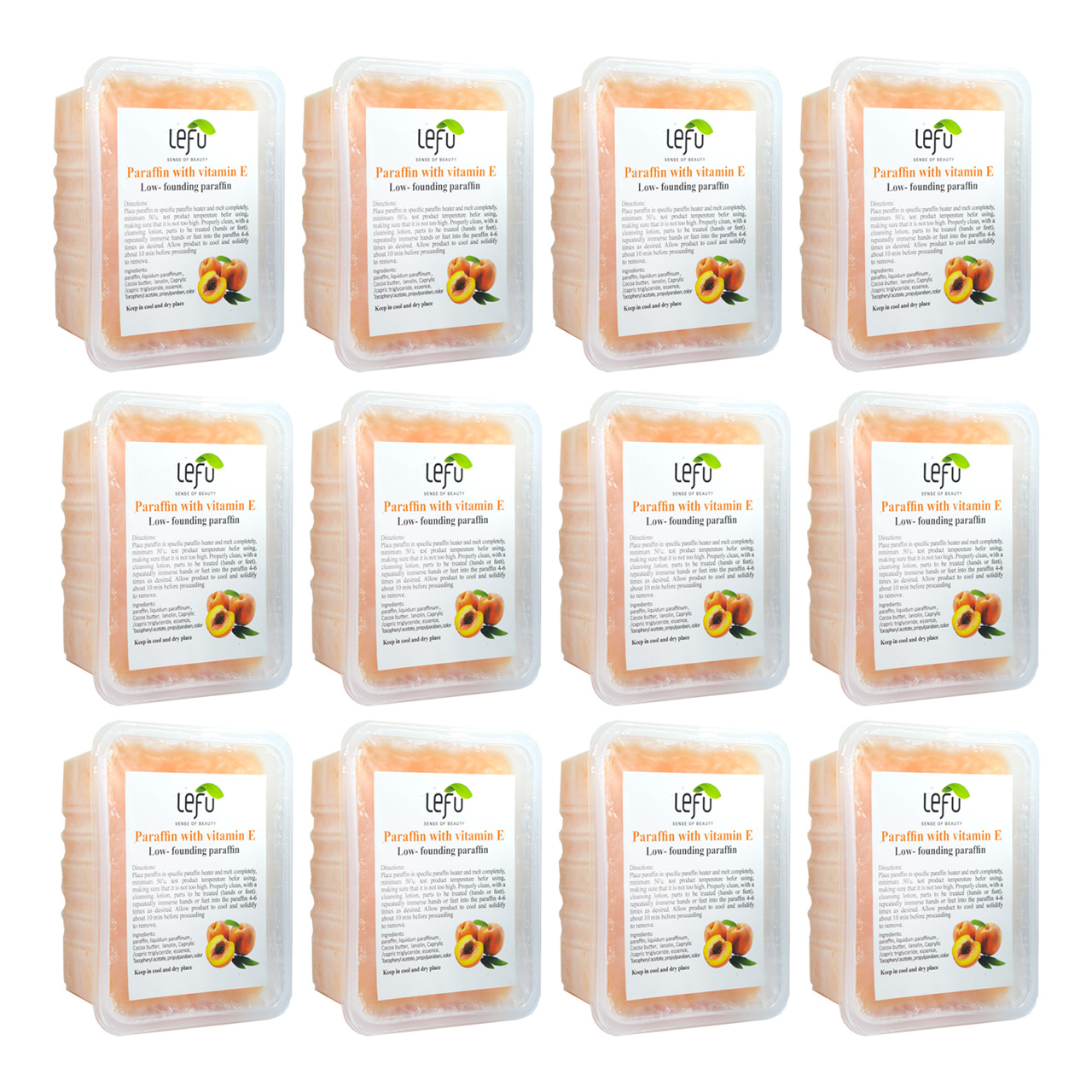 پارافین لفو مدل Peach حجم 500 میلی لیتر مجموعه 12 عددی