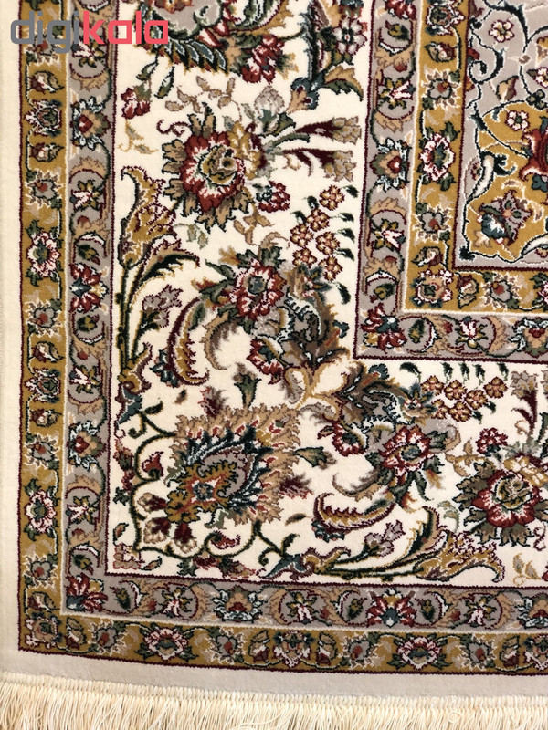 فرش ماشینی ستاره کویر یزد مدل شهریار کد Q-32 زمینه کرم