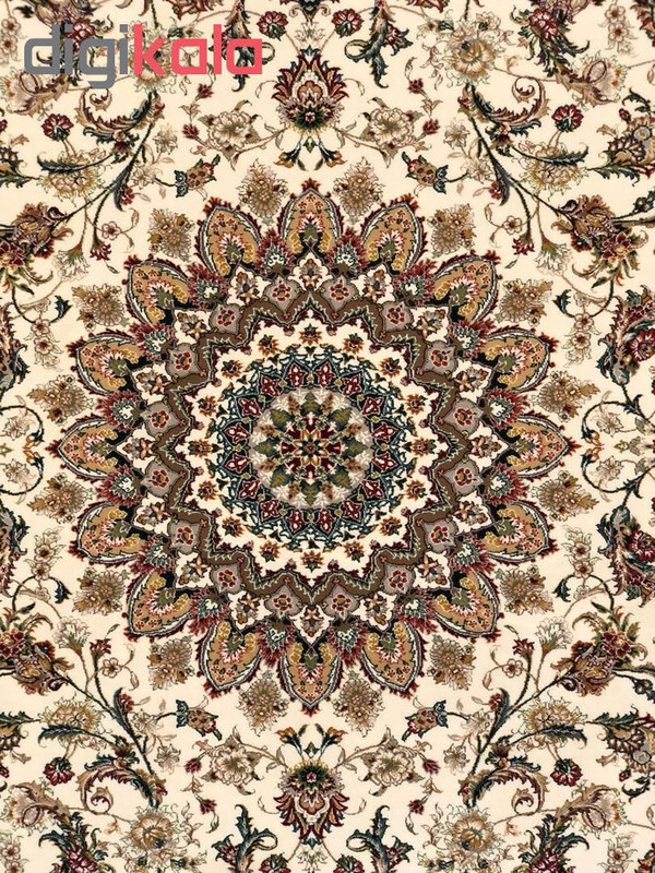 فرش ماشینی ستاره کویر یزد مدل شهریار کد Q-32 زمینه کرم
