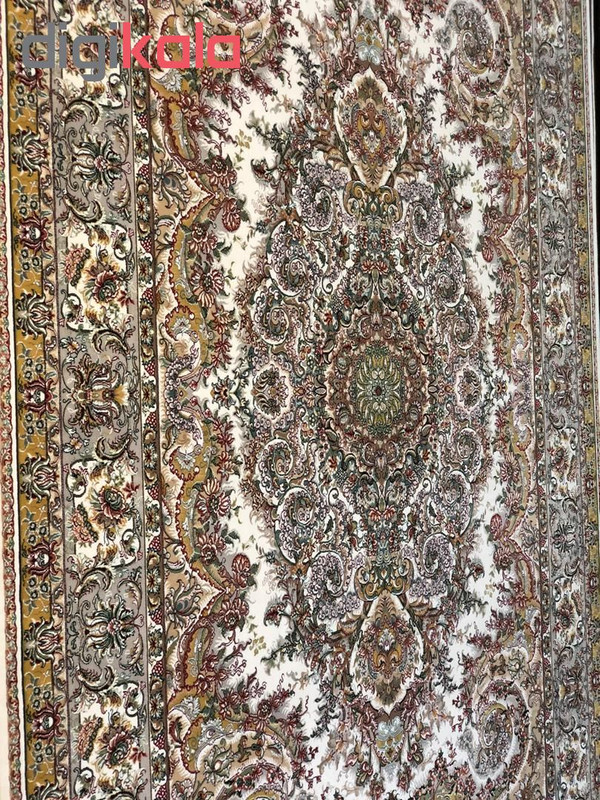فرش ماشینی ستاره کویر یزد مدل شهریار کد Q-23 زمینه کرم