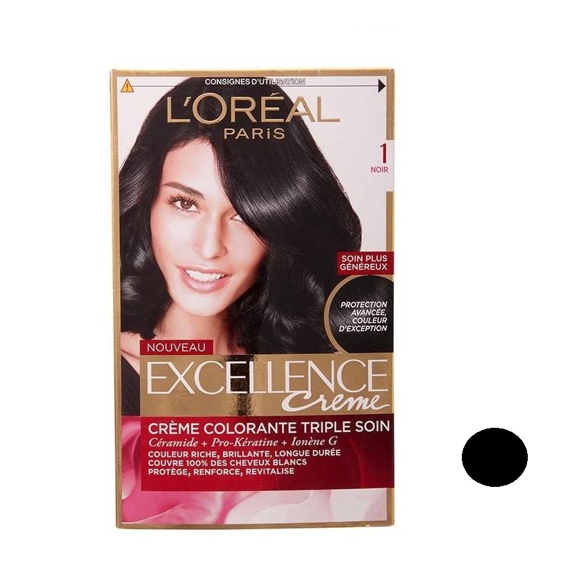 کیت رنگ مو لورآل مدل Excellence شماره 1 حجم 48 میلی لیتر رنگ مشکی